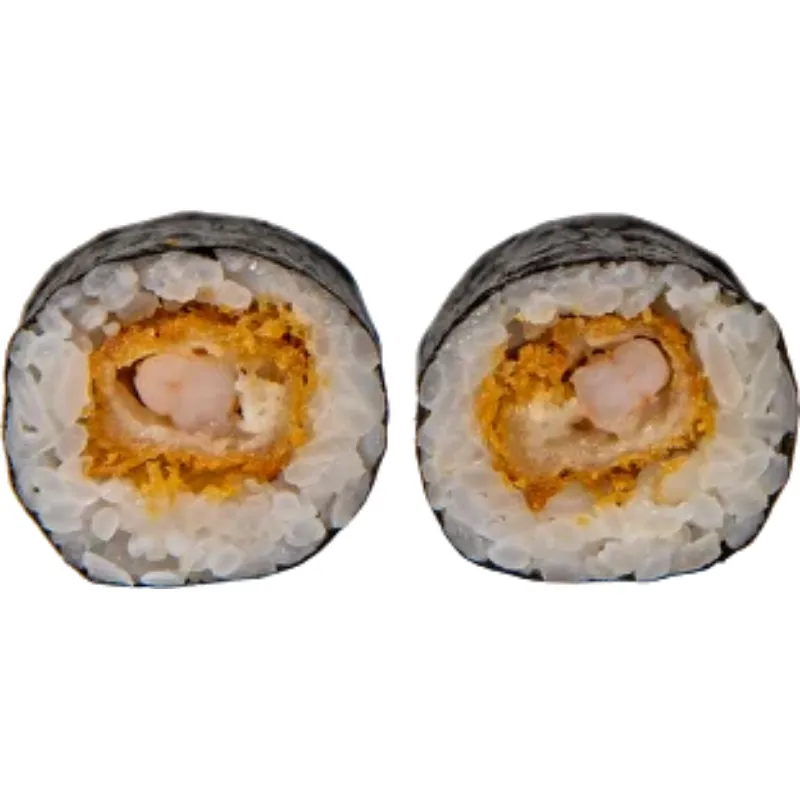 Tempuramaki 8 Peças - Rolo de arroz com a alga por fora (Camarão tempura)