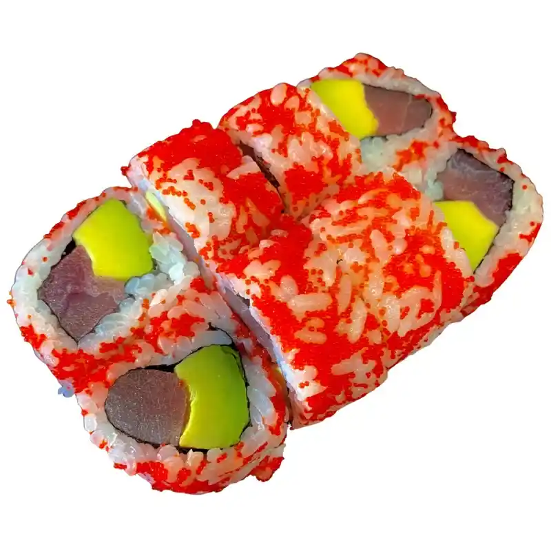 Uramaki Atum Abacate - Rolo com Arroz por Fora ( atum, massago e abacate) 8 peças