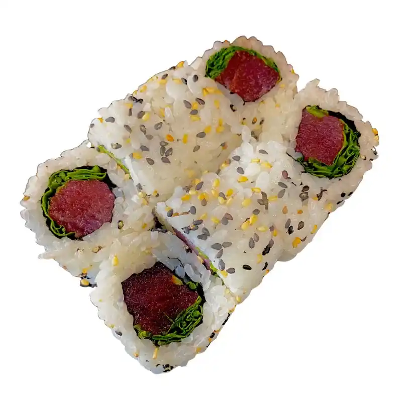 Uramaki Atum Rúcula - Rolo com Arroz por Fora ( atum e rúcula) 8 peças