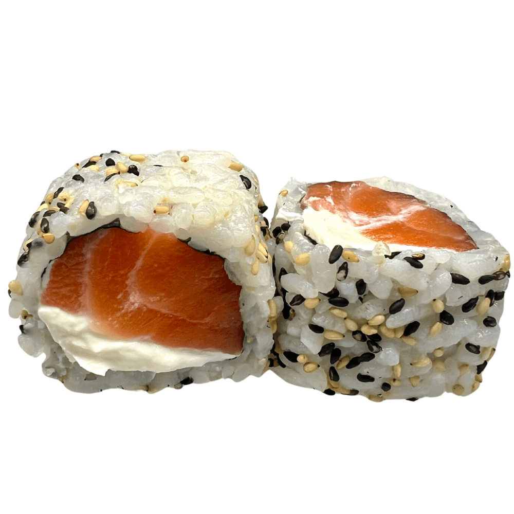 Uramaki Salmão Phila 8 Peças - Rolo com Arroz por Fora ( salmão e queijo creme) 8 peças